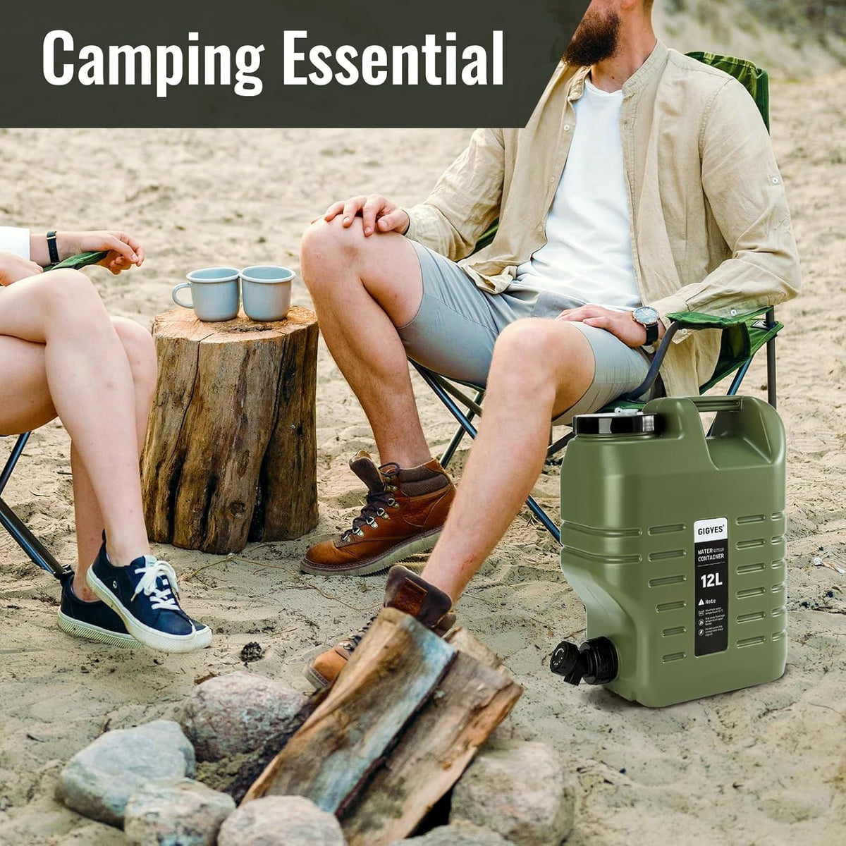 3.2-Gallon Portable Camping Water Jug with Spigot - Leak-Proof, Food Grade, Green