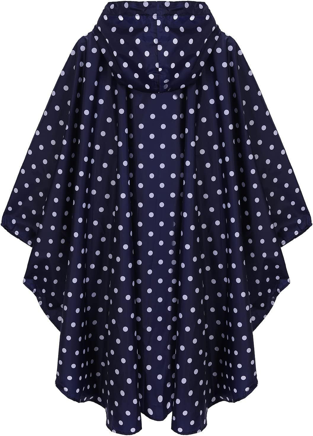 Waterproof Rain Poncho with Hood - One Size Blue Dot
