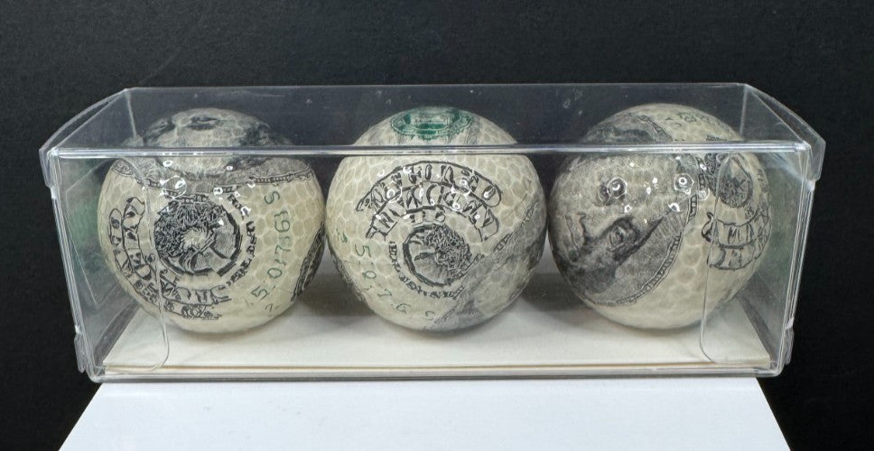 Lot of 3 Fun Franklin $100 Bill Special Occasion Golf Balls - Vintage US Golf Gift