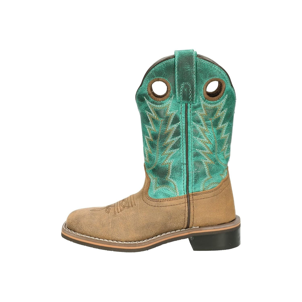 Kids Western Leather Boots with Square Toe and Block Heel