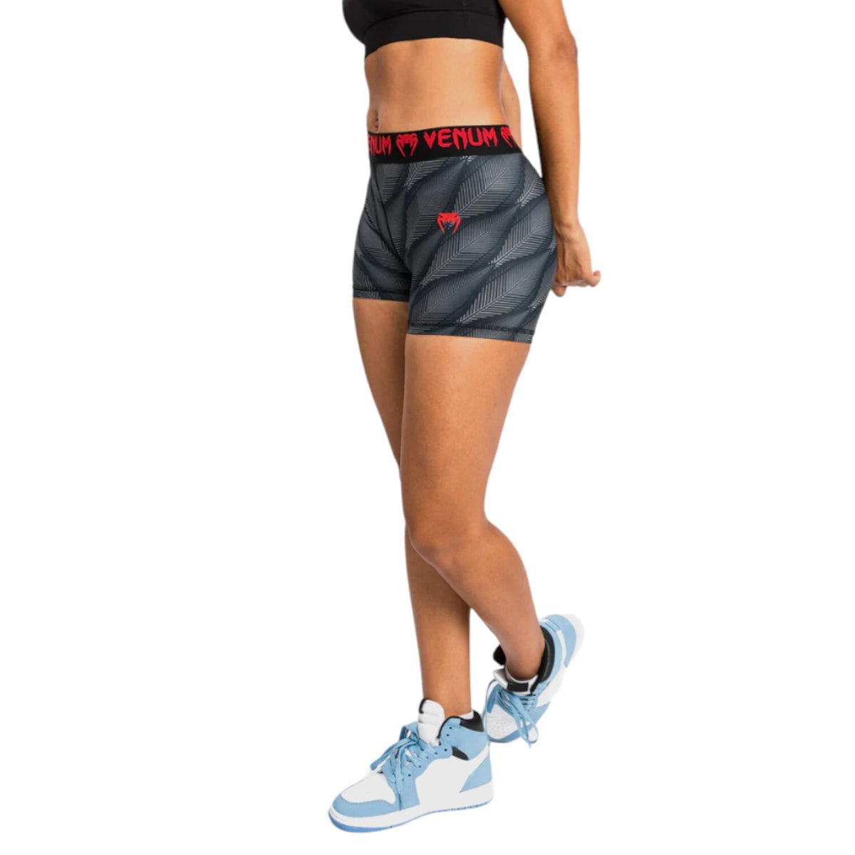 Women's Compression Shorts for Workout and Sports - Black and Red, XXL