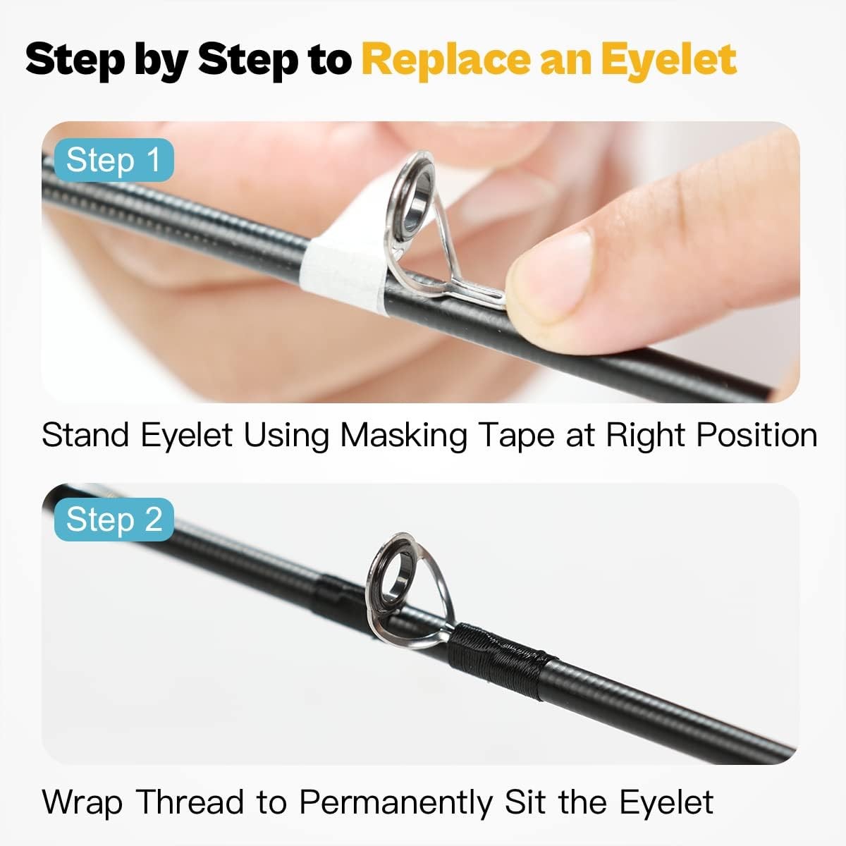 Fishing Rod Eyelet and Tip Repair Kit for Spinning and Casting Poles