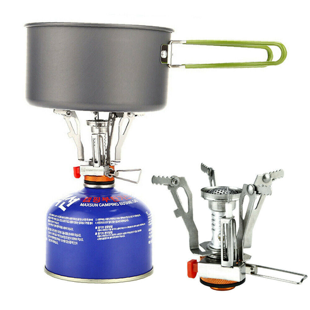 Portable Camping Stove with Complete Cookware Set - Gas Burner for Hiking & Picnics