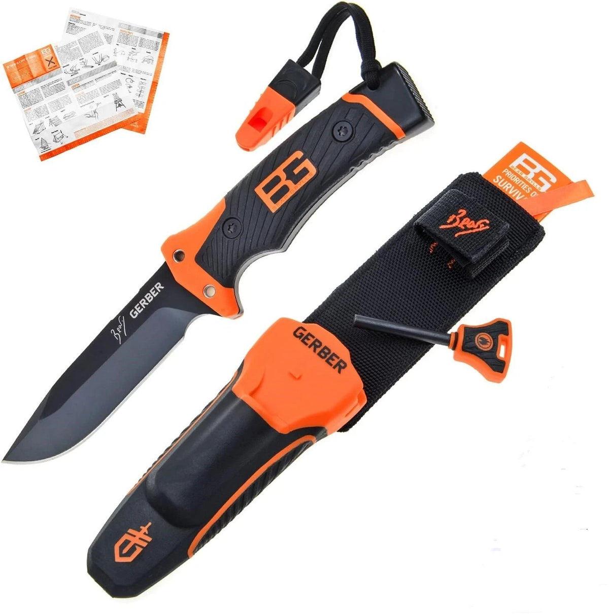 Survival Fixed Blade Knife with Sheath - Full-Tang, 5-inch Drop Point Blade