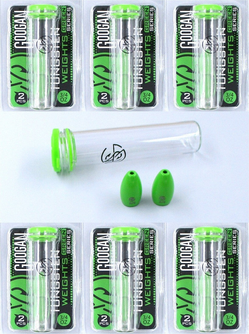 6-Pack Tungsten Worm Weights 3/4 Oz Flipping Bullet Weights for Fishing - Green