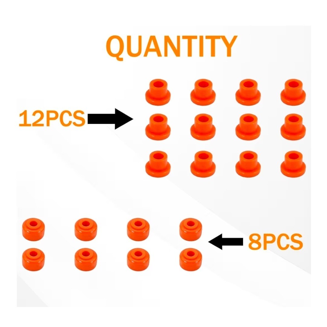 Golf Cart A-Arm Bushing Kit for Lift Suspension - 20 Pieces Orange Polyurethane