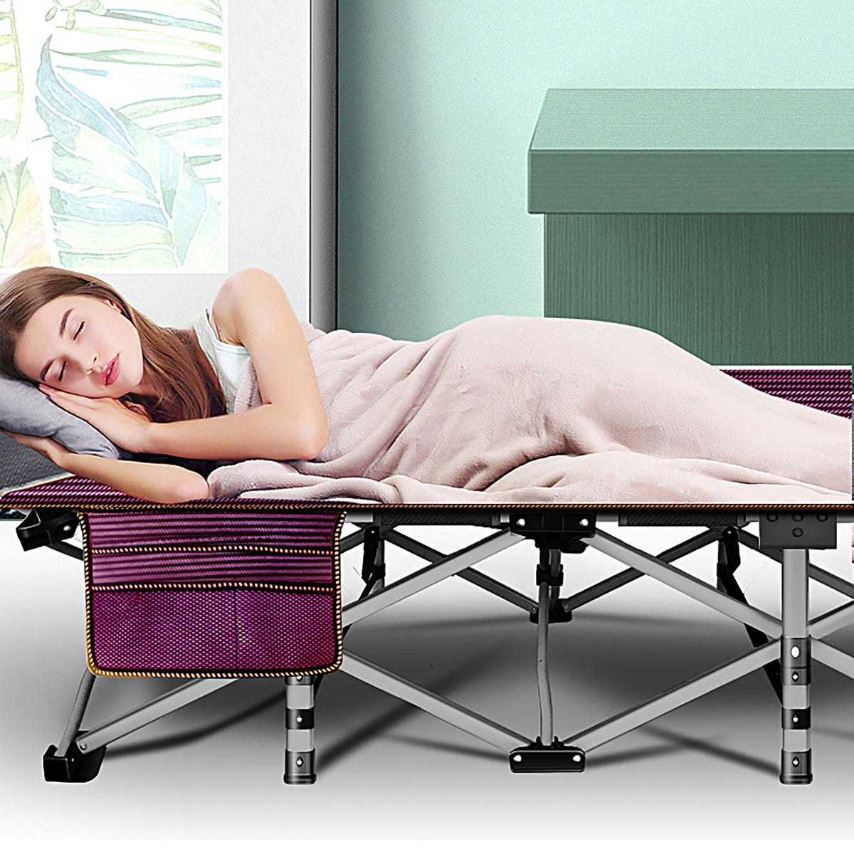 Heavy-Duty Camping Cot for Adults with Soft Detachable Pad & Water-Resistant Frame