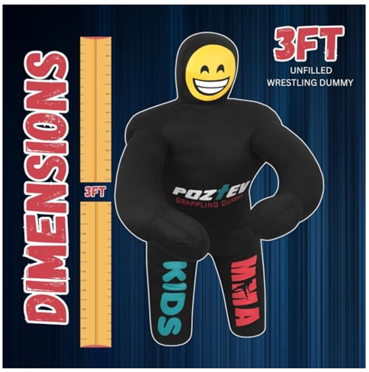 Kids 3ft Unfilled Canvas Grappling Dummy for MMA Wrestling Jiu Jitsu Training
