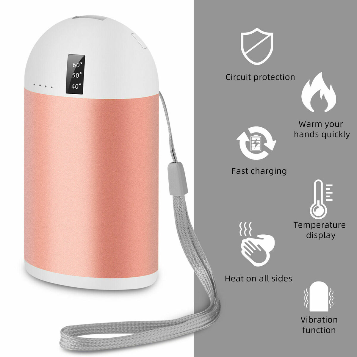Rechargeable Hand Warmer 10000mAh USB Power Bank with Multiple Temps