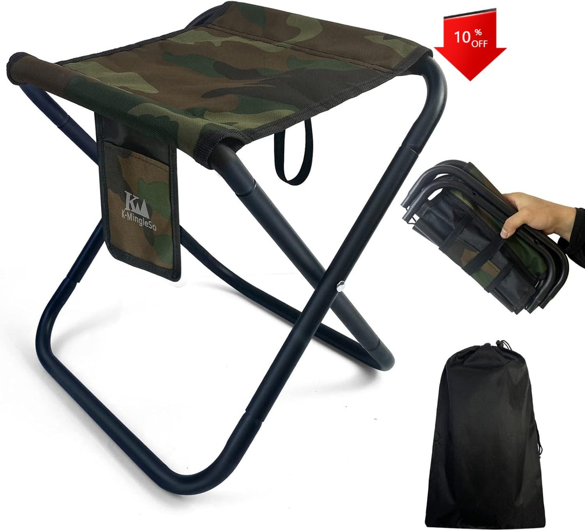 Portable Folding Stool 13-inch 450 lbs Capacity Camouflage Outdoor Seat