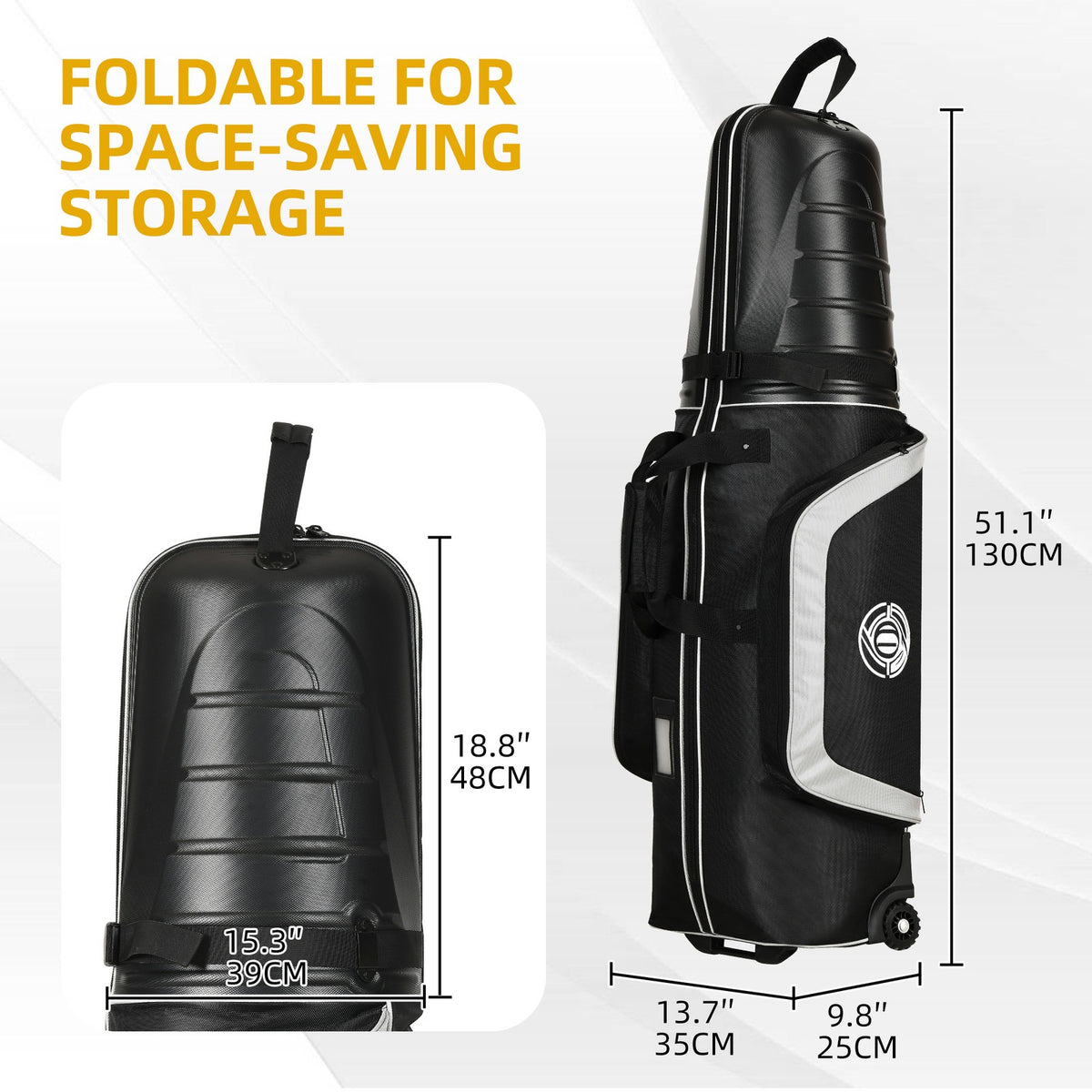 Golf Travel Bag with Hard Shell Top and Wheels - Protective Case for Clubs