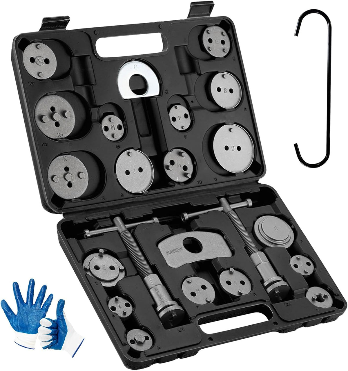 Heavy Duty Brake Caliper Compression Tool Set - 24-Piece Auto Repair Kit