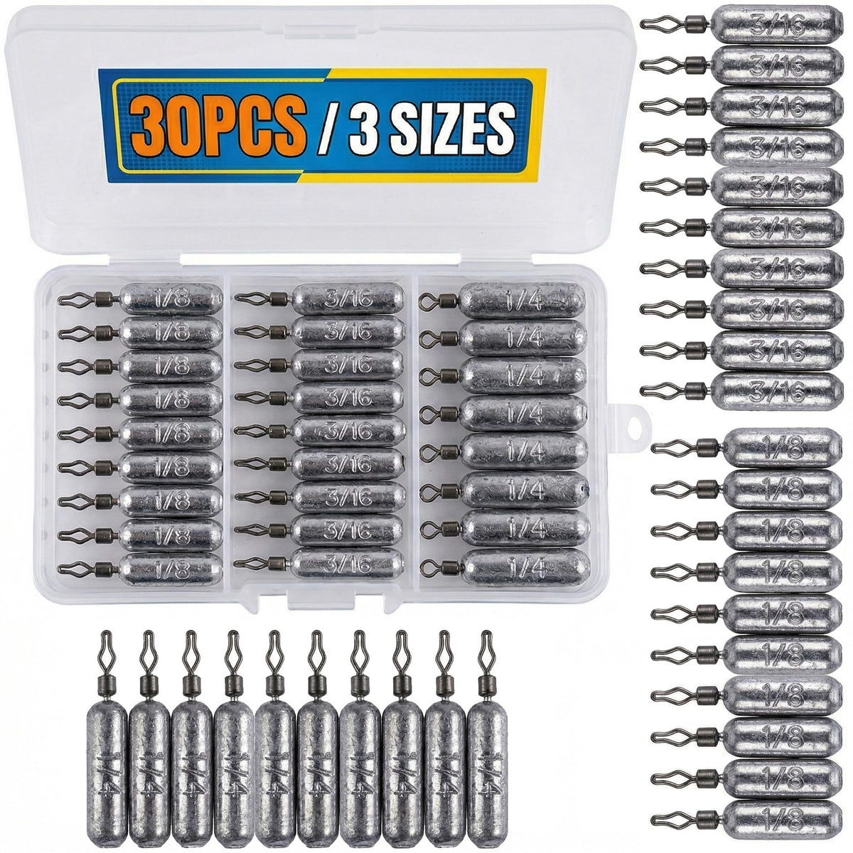 Drop Shot Fishing Weights Set - Lead Sinkers for Finesse & Drop Shot Rigging