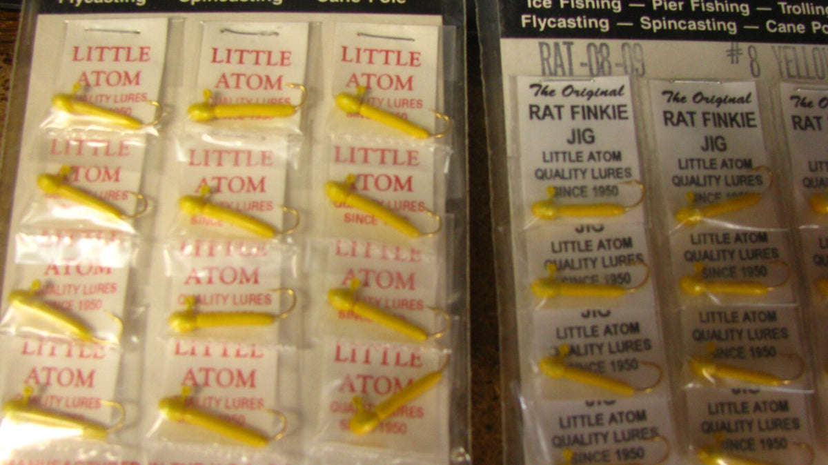Little Atom Rat Finkie Jigs 24 Pack Size 8 Yellow Ice Fishing Tackle