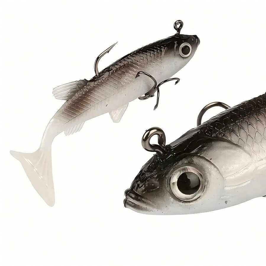 Pre-Rigged Soft Plastic Swimbaits for Freshwater & Saltwater Fishing - Multiple Sizes