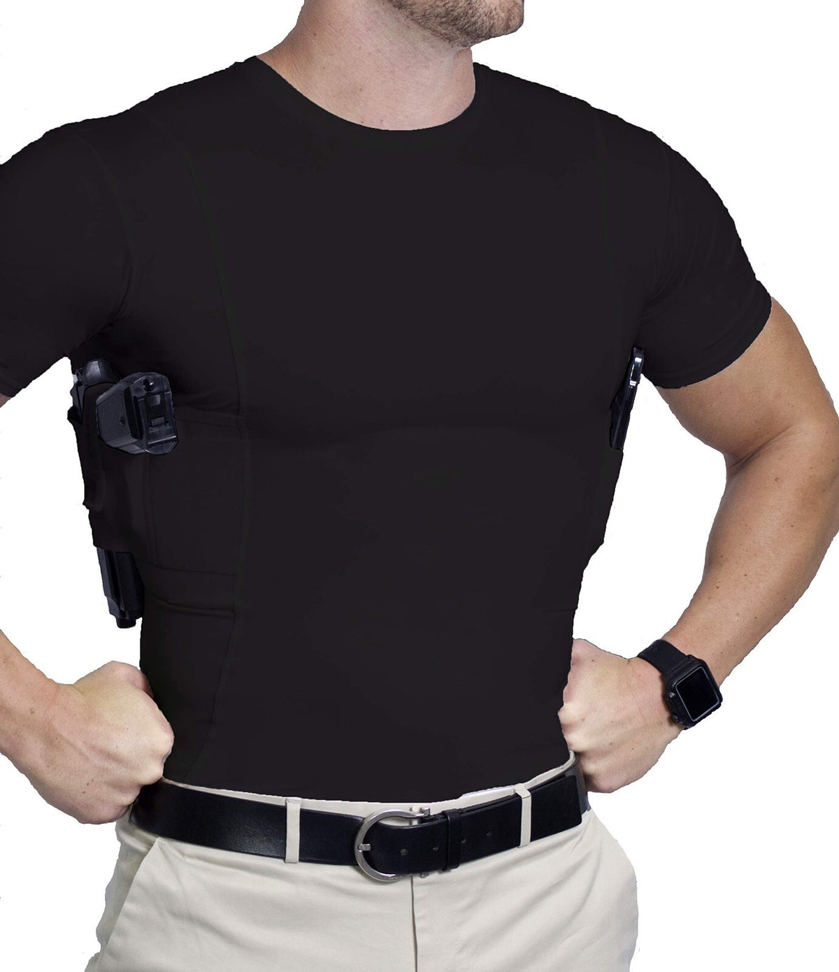 Men's Concealed Carry T-Shirt with Ambidextrous Holster - Tactical Compression Shirt