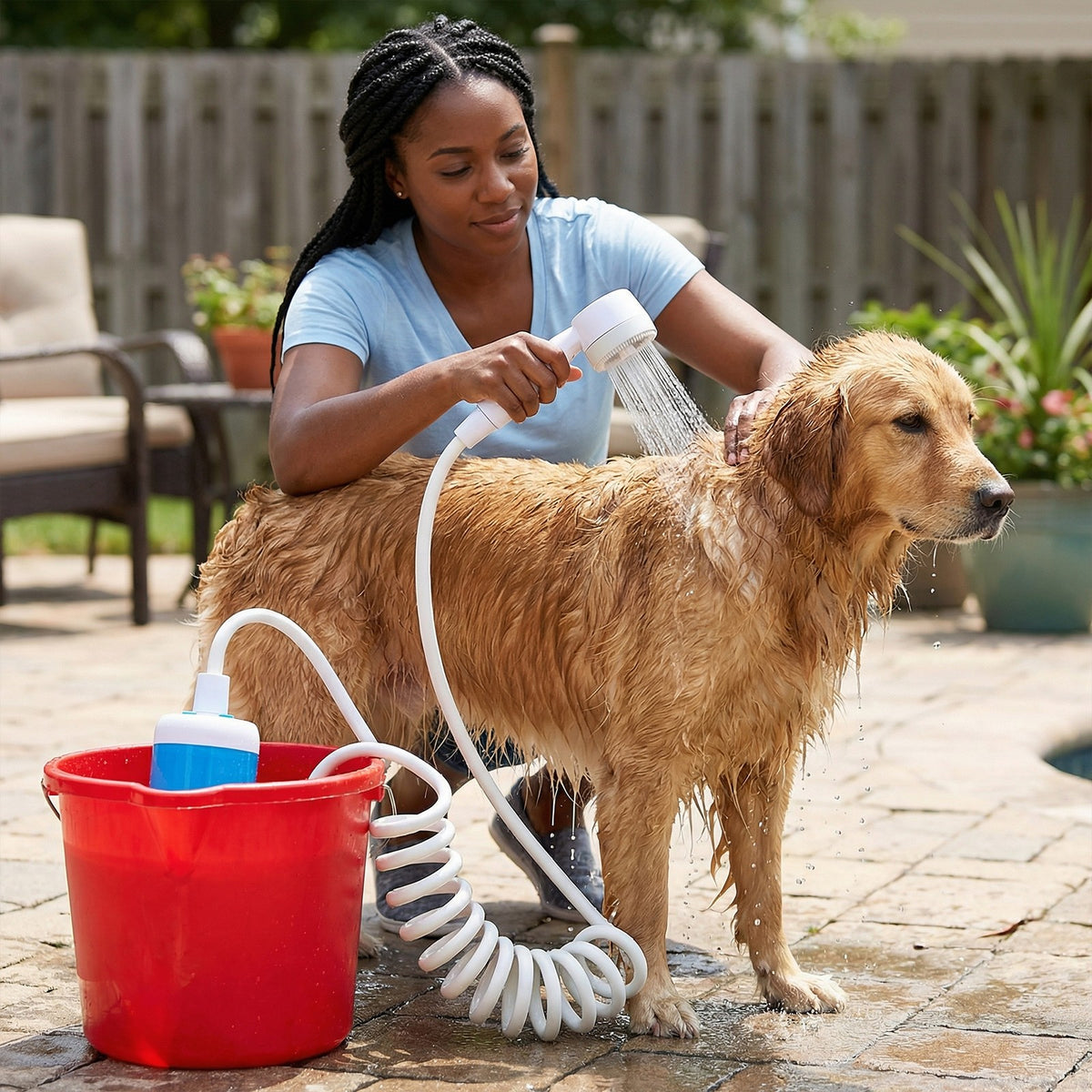 Portable Camping Shower Kit with Rechargeable Battery for Hiking Travel Car Pet Cleaning