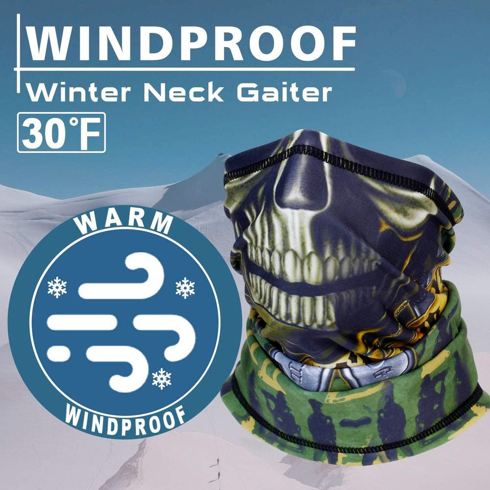 3D Print Fleece Neck Warmer Gaiter Winter Face Mask Scarf for Outdoor Sports