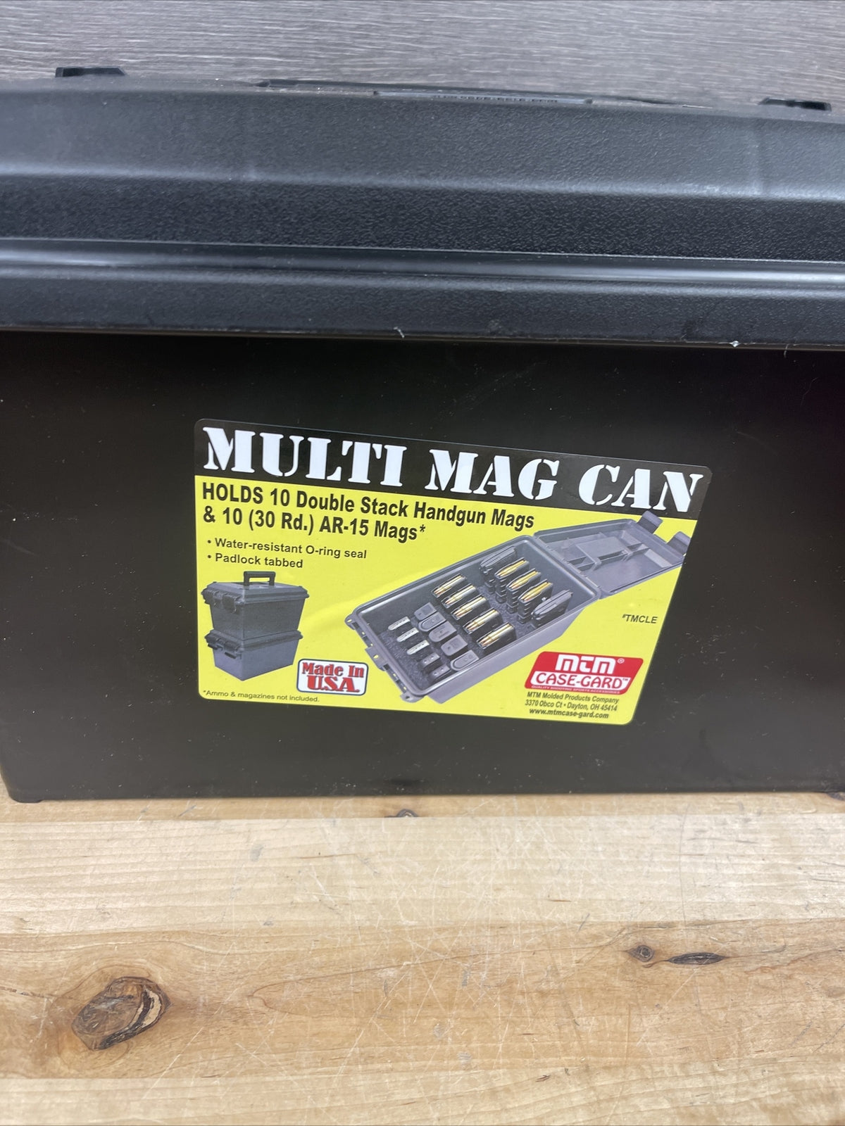 Tactical Mag Can for 10 30-Round Handgun Magazines Black Storage Box