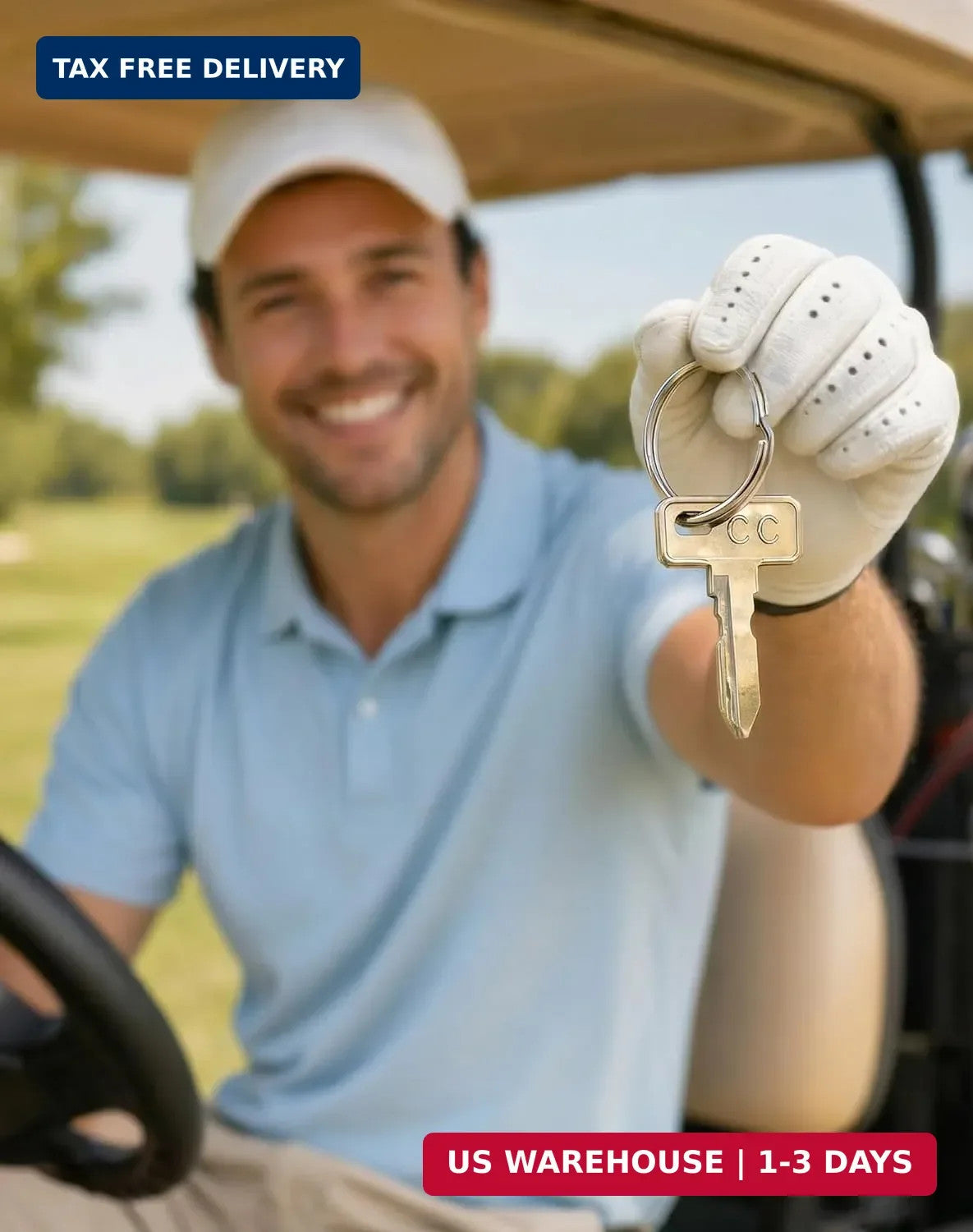 Golf Cart Ignition Keys Set with Keychain - Compatible with Club Car DS & Precedent