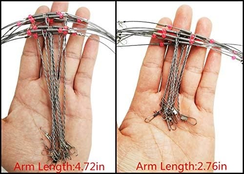 Saltwater Fishing Wire Leaders 10pcs, 1/2/3 Arm Hi-Lo Rig for Deep-Sea & Pier