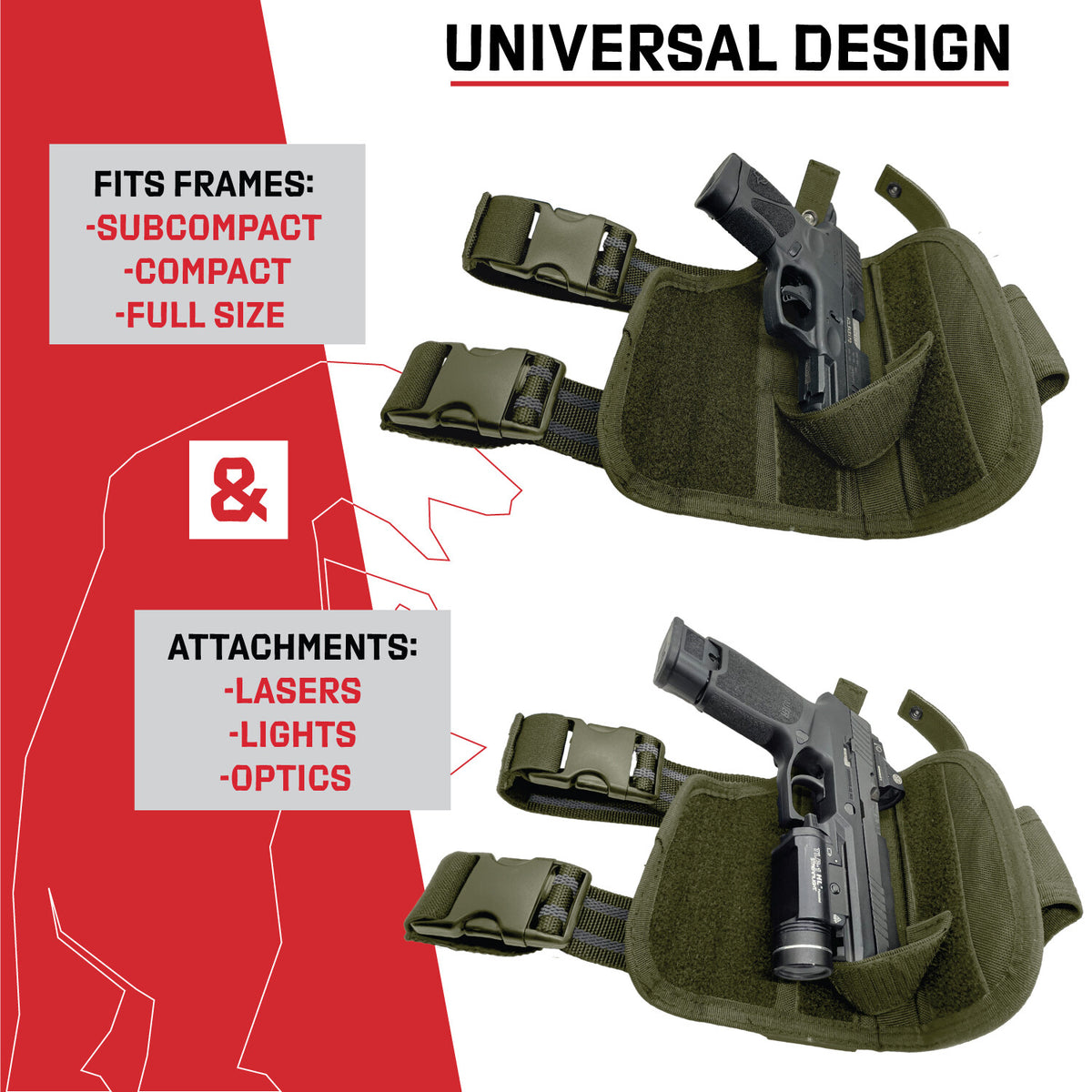 Universal Drop Leg Holster with Adjustable Thigh Gun Holder for Any Pistol