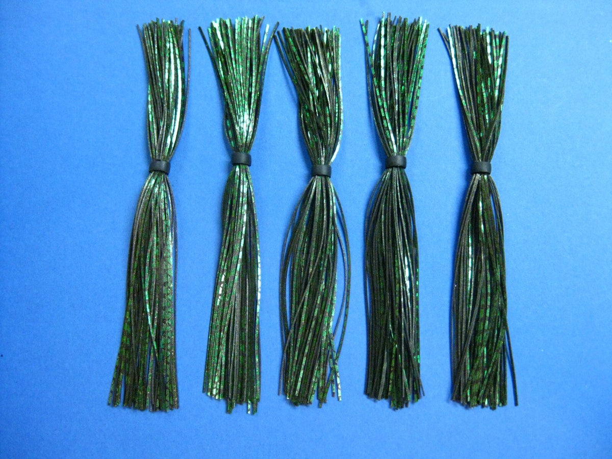 Green Chrome Silicone Skirt Replacement Material for Spinnerbaits - 5 Inch, 40 Strands