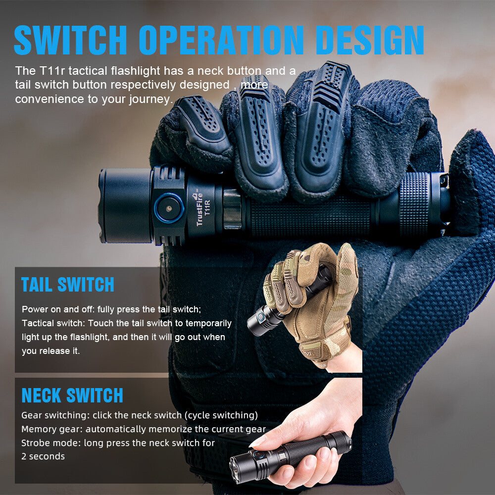 Rechargeable Tactical LED Flashlight Waterproof 1800 Lumens