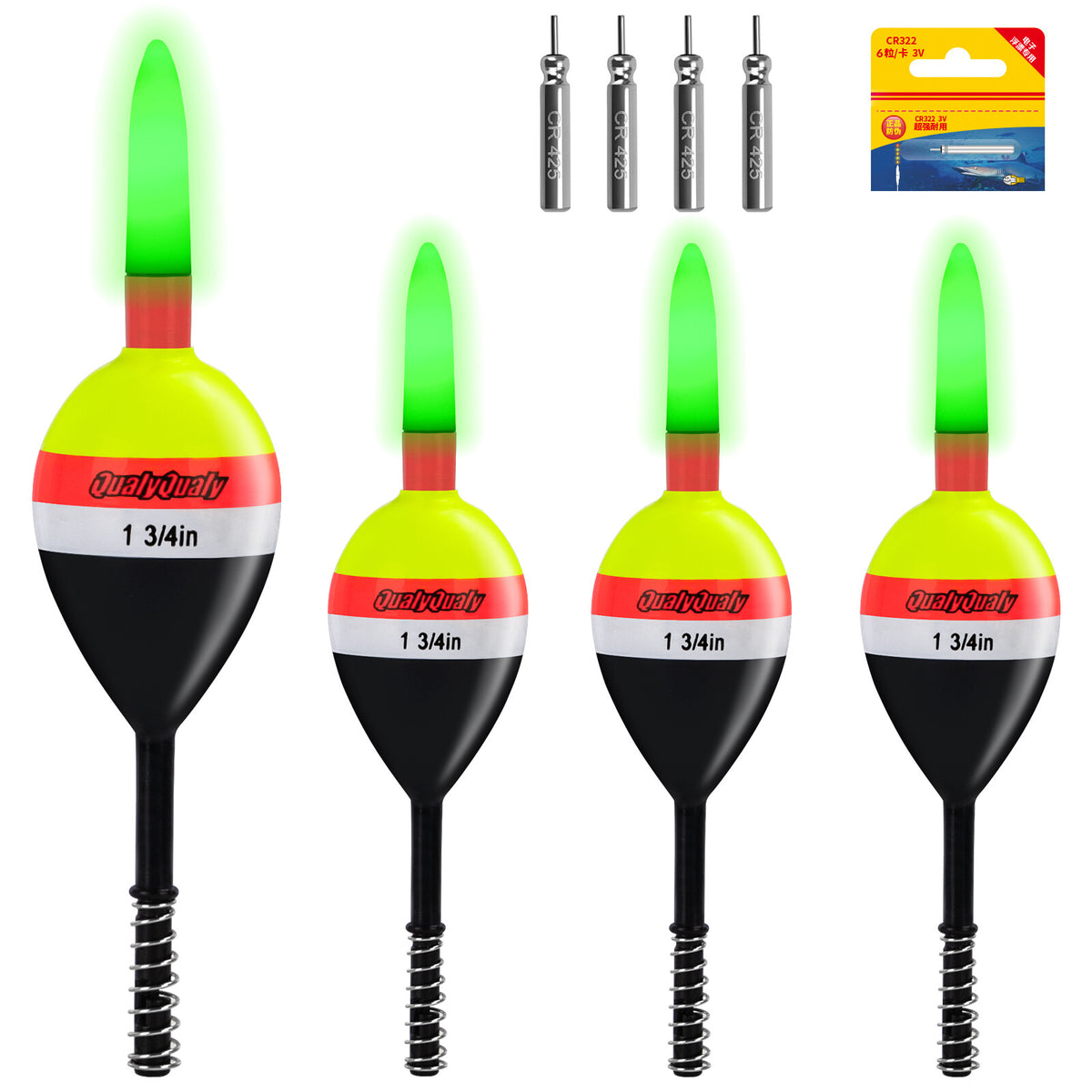 Lighted Slip Bobbers Fishing Floats Set - Sensitive Wooden Tackle for Crappie Walleye