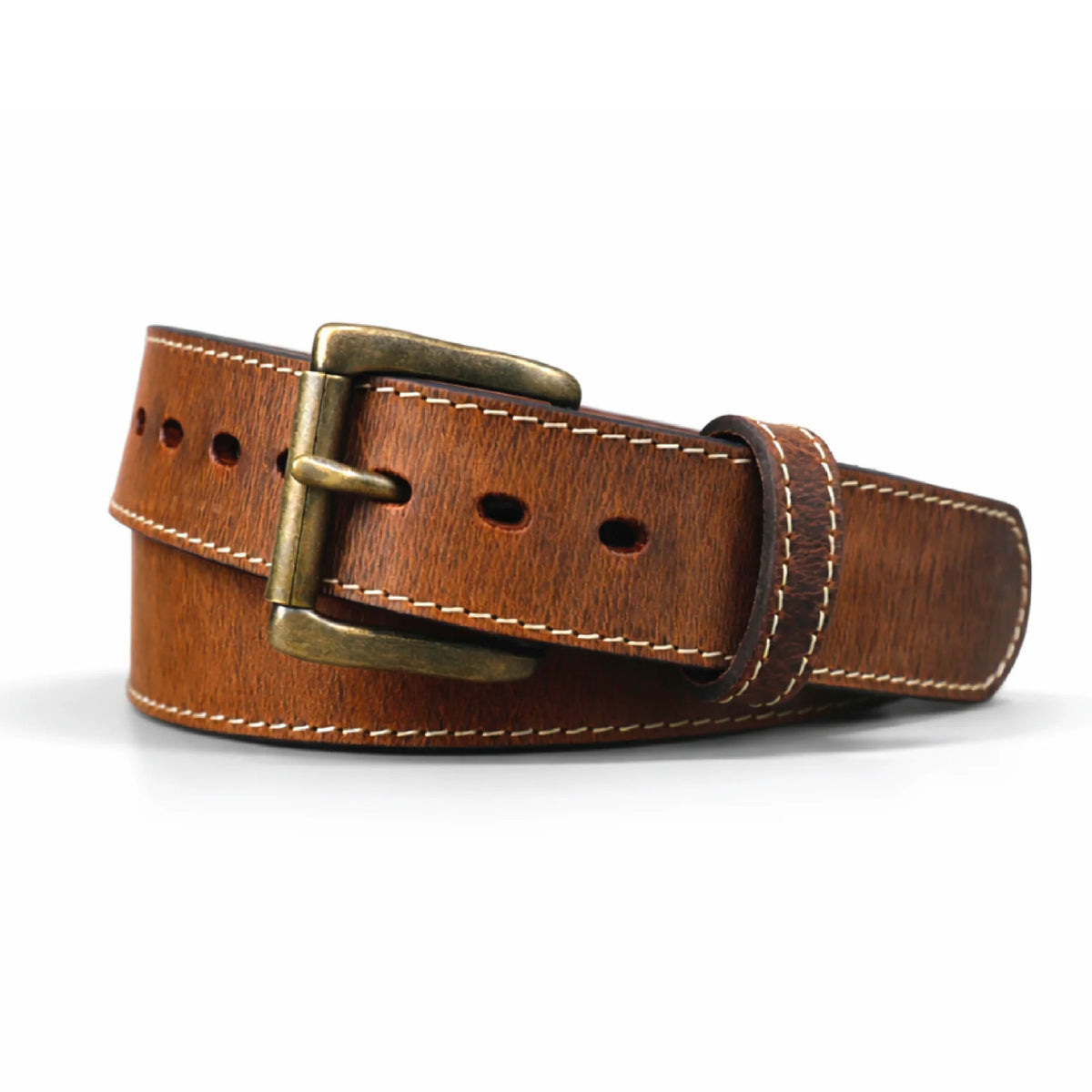 Heavy Duty American Bison Leather Gun Belt with Steel Core - CCW Holster Belt