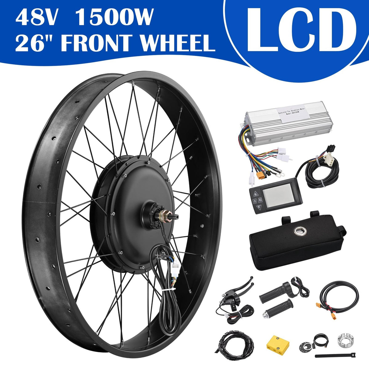 1500W Fat Tire Electric Bike Conversion Kit 26-Inch Front or Rear Wheel
