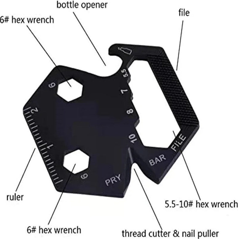 Multifunctional Hexagon Keychain Tool with Knife Screwdriver and Bottle Opener