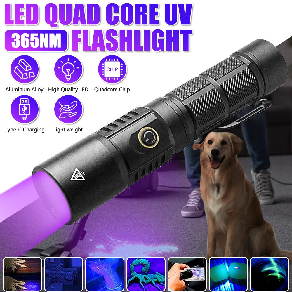 Rechargeable UV Flashlight 365nm 30W 60W 120W Black Light Inspection Torch