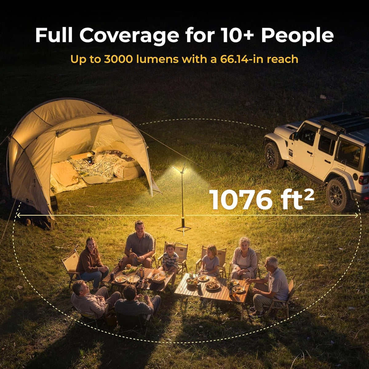 Rechargeable Telescopic Camping Lantern LED Light with 15600mAh Battery