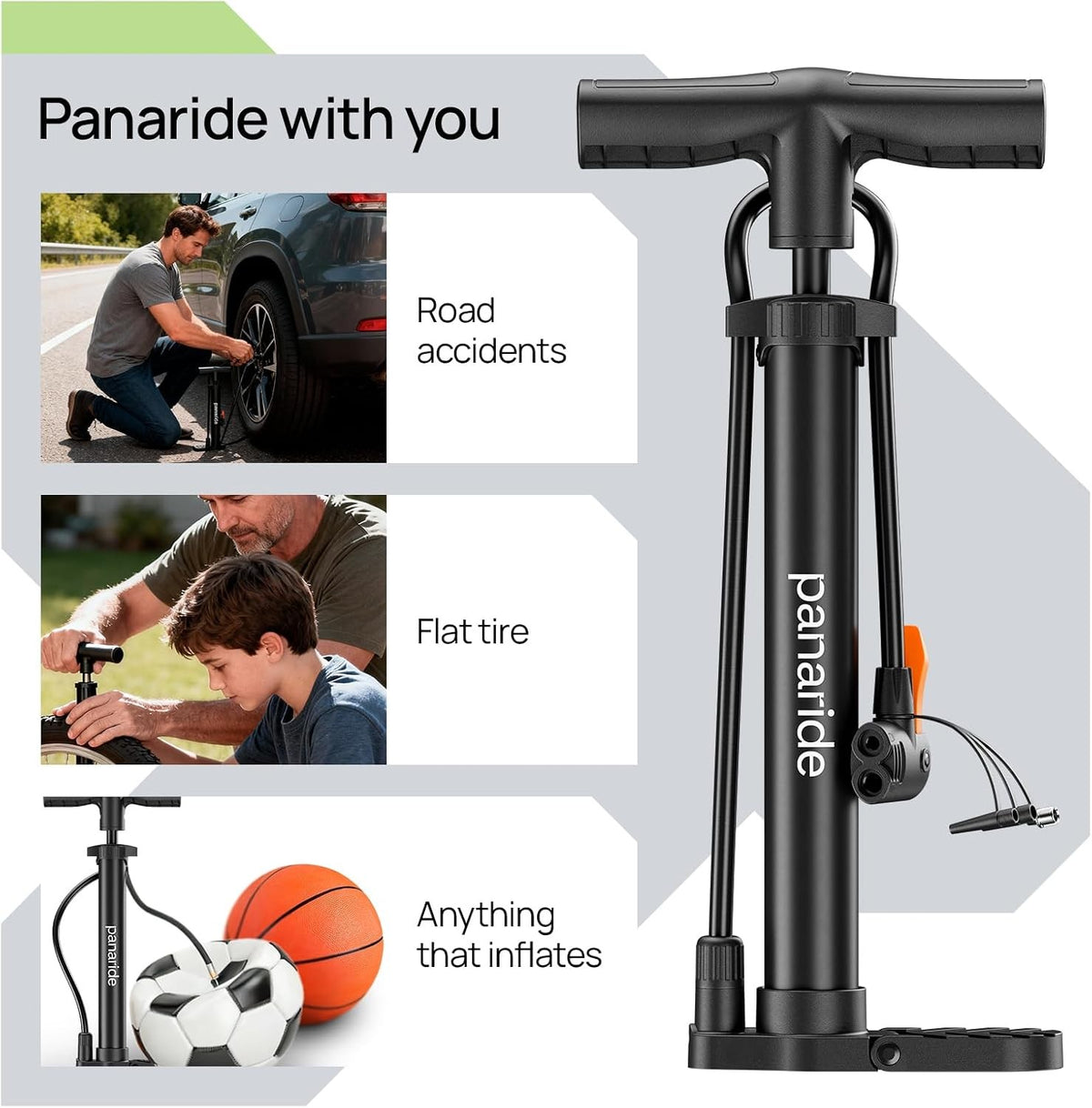 Portable Bike Floor Pump 120 PSI for Bicycle and Stroller Tires