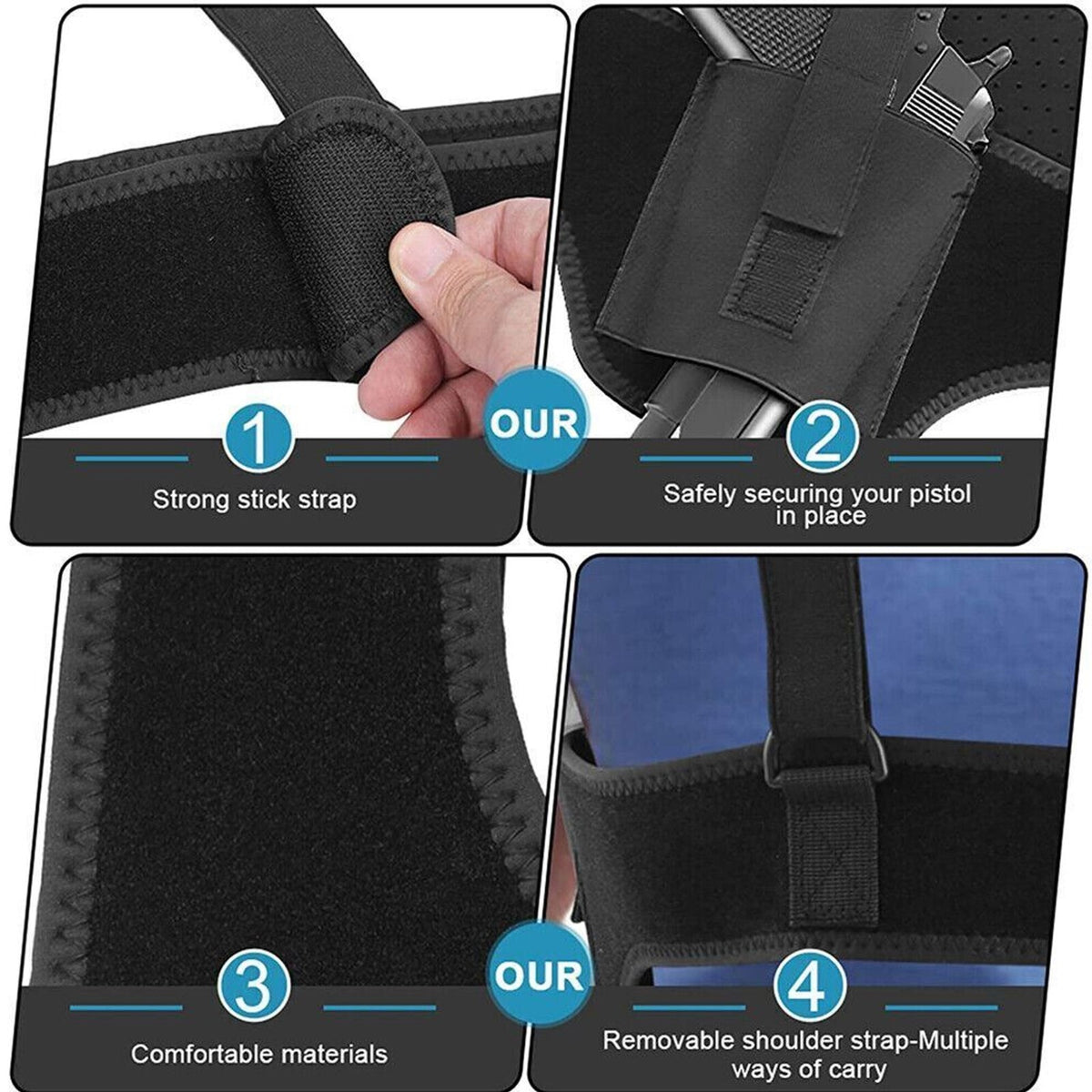 Concealed Carry Shoulder & Waist Holster for Pistols - Tactical Design, Adjustable, Secure Fit