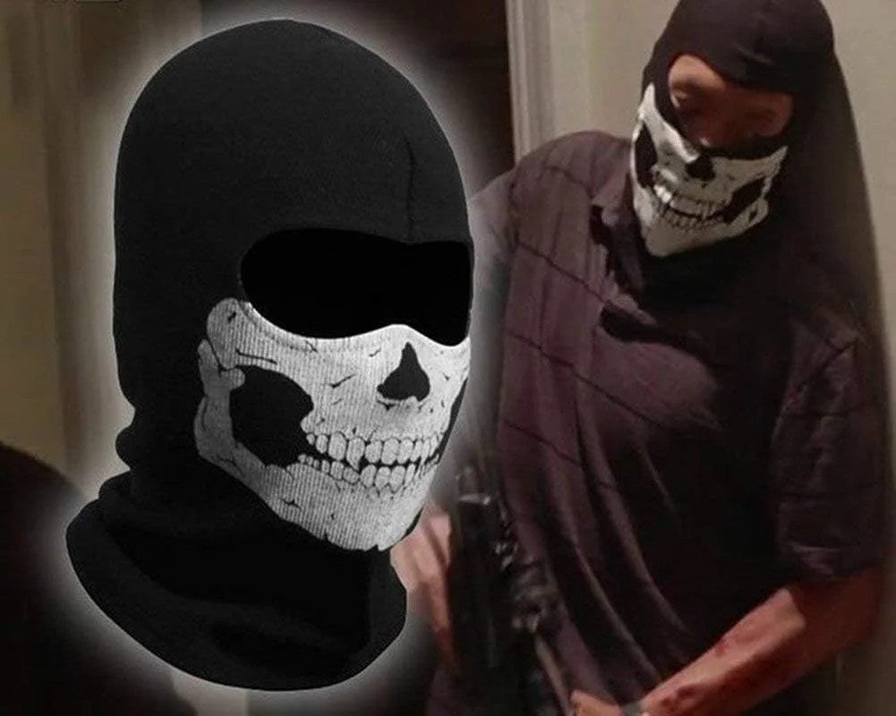 Windproof Full Face Mask for Skiing Motorcycle Outdoor Sports Black Skull Balaclava
