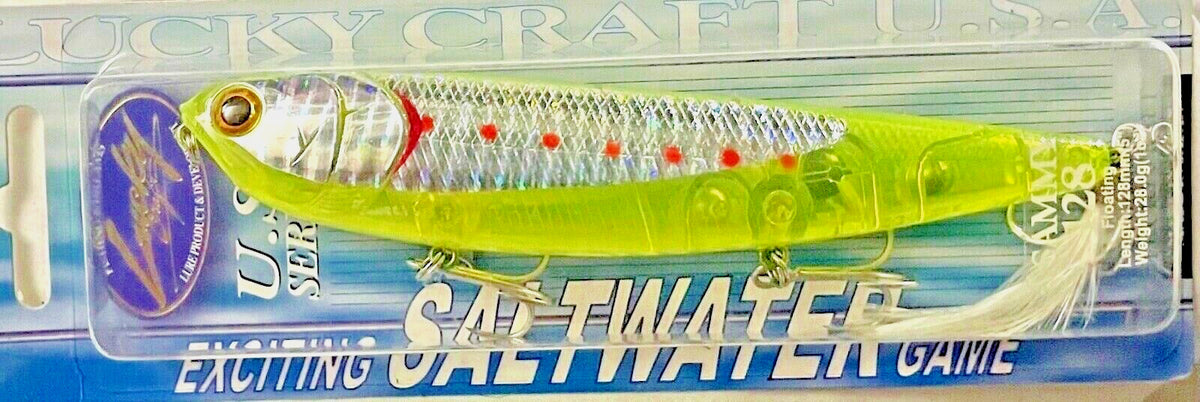 Saltwater Fishing Lure 128 Topwater Bait for Inshore Species - Ghost Yellow Sardine