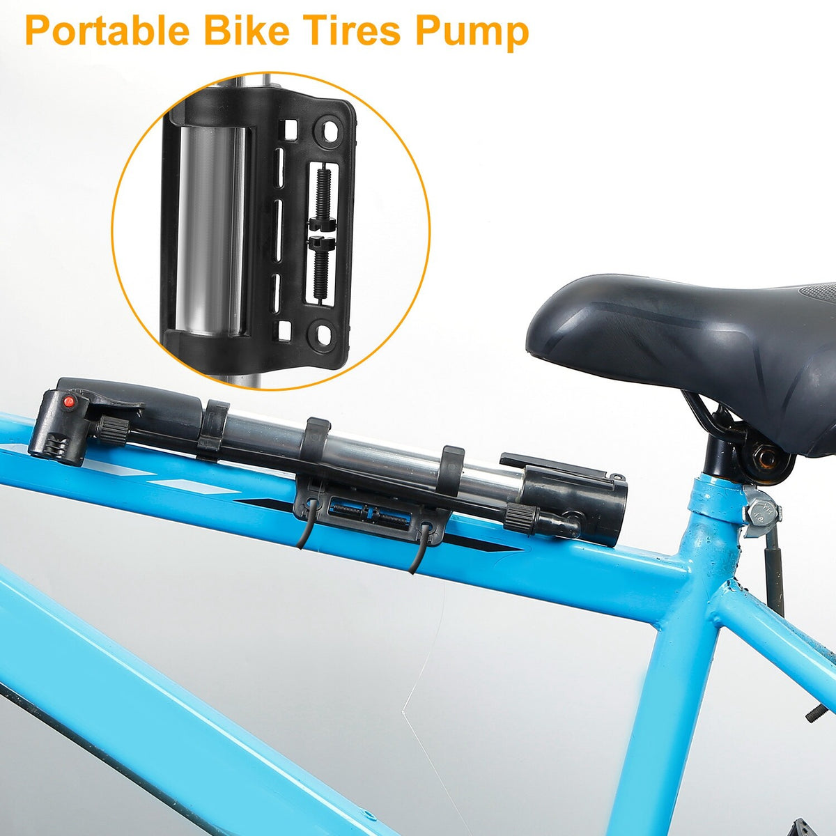 Portable Bicycle Pump with Mount - Compact MTB & Road Bike Inflator