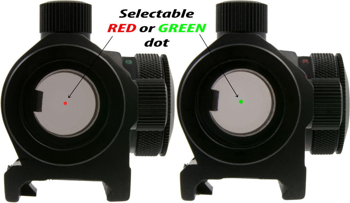 Red Green Dot Sight for Hunting & Shooting - 1x Magnification, Waterproof, Weaver & Mount