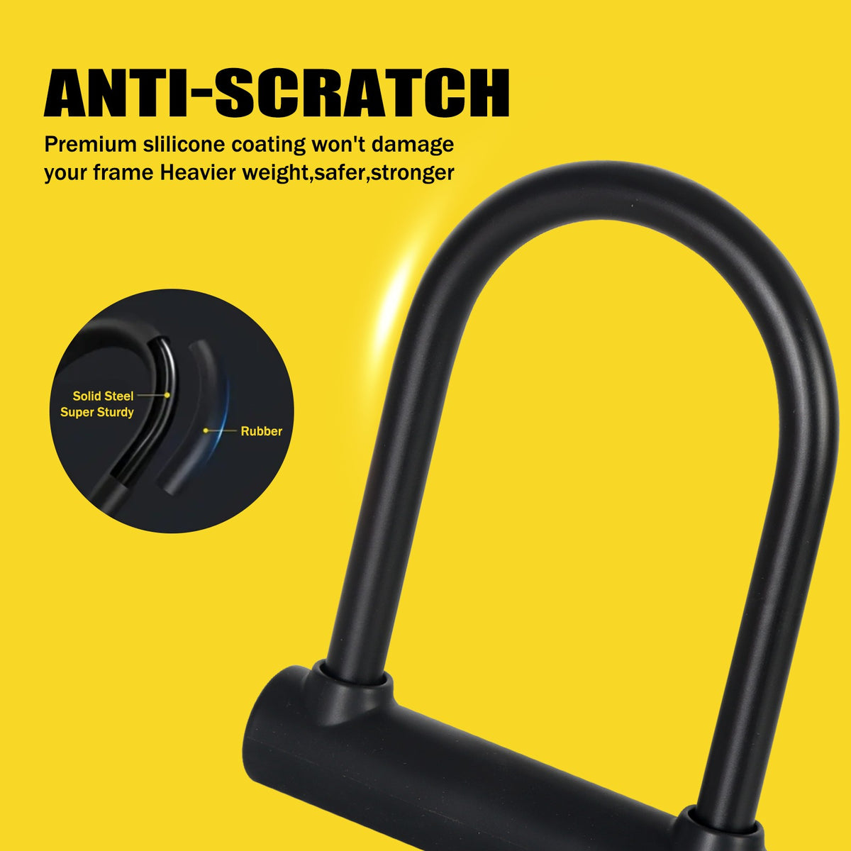 Heavy Duty Bike U Lock with 4ft Steel Cable Anti-Theft Bicycle Lock Alloy