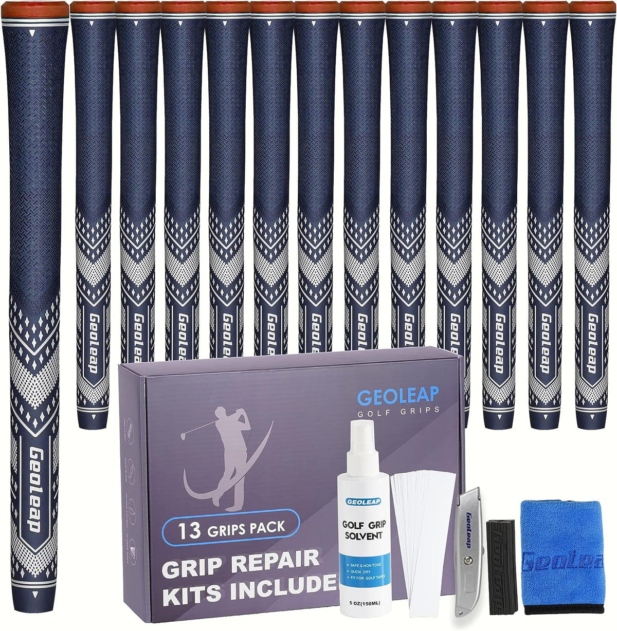 Golf Grip Set of 13 - Soft Taper-Reduced Design for Better Traction & Control