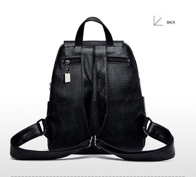 Women’s Artificial Leather Backpack - Luxury Designer Style, Soft Cowhide