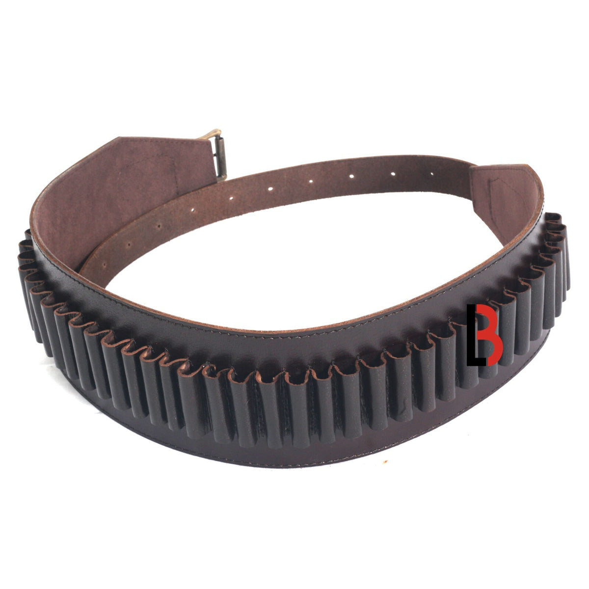 Cowhide Leather Rifle Cartridge Belt for Hunting & Shooting - Adjustable Bandolier, Up to 44 Shells