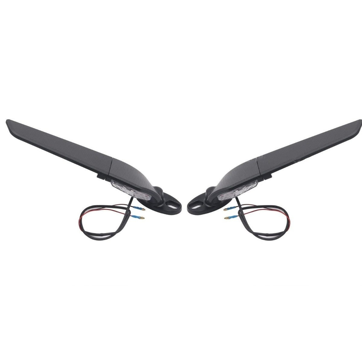 Motorcycle Winglet Mirrors with LED Turn Signals Matte Black Adjustable Pair