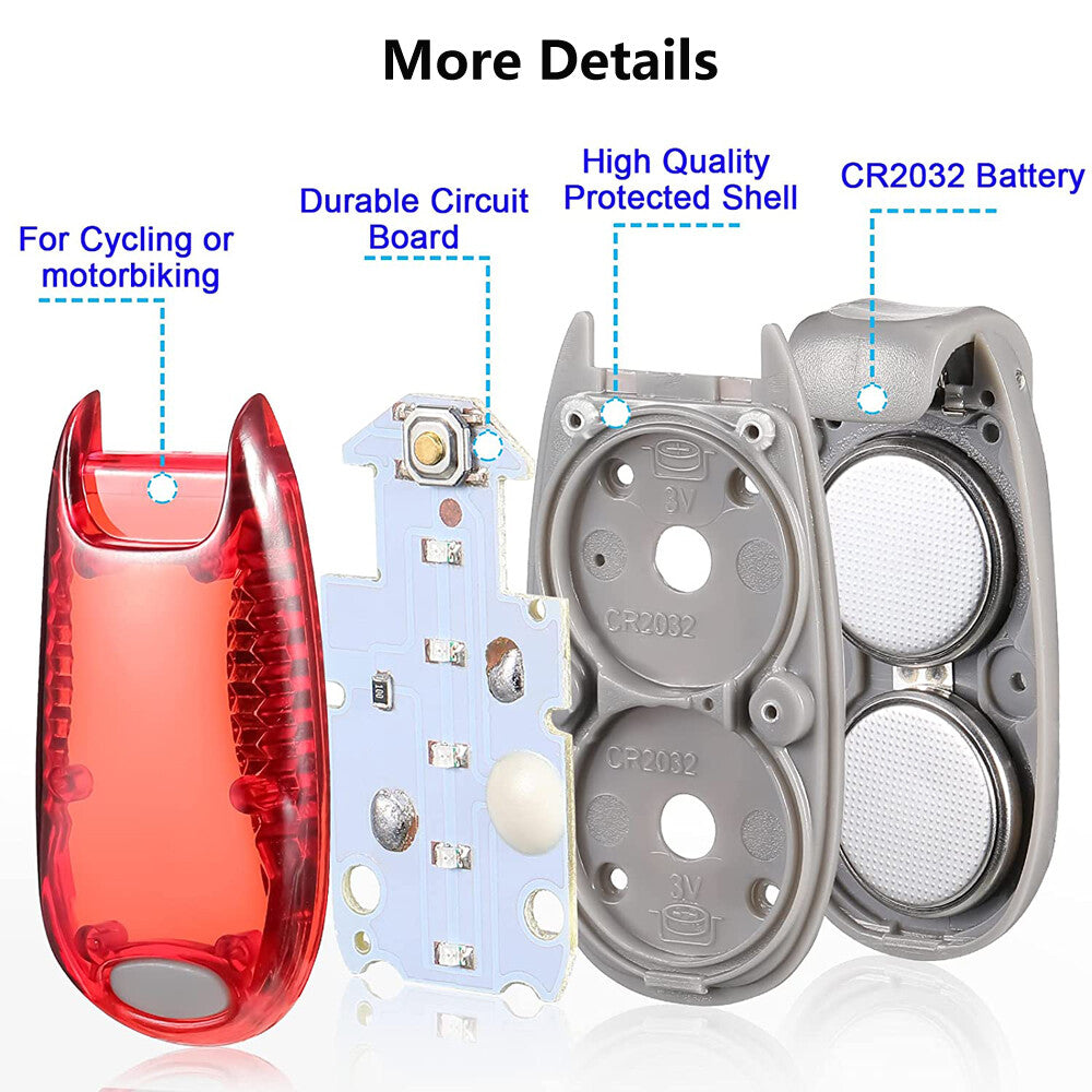 LED Safety Clip-On Lights for Running Biking Walks Waterproof Warning Flashlights