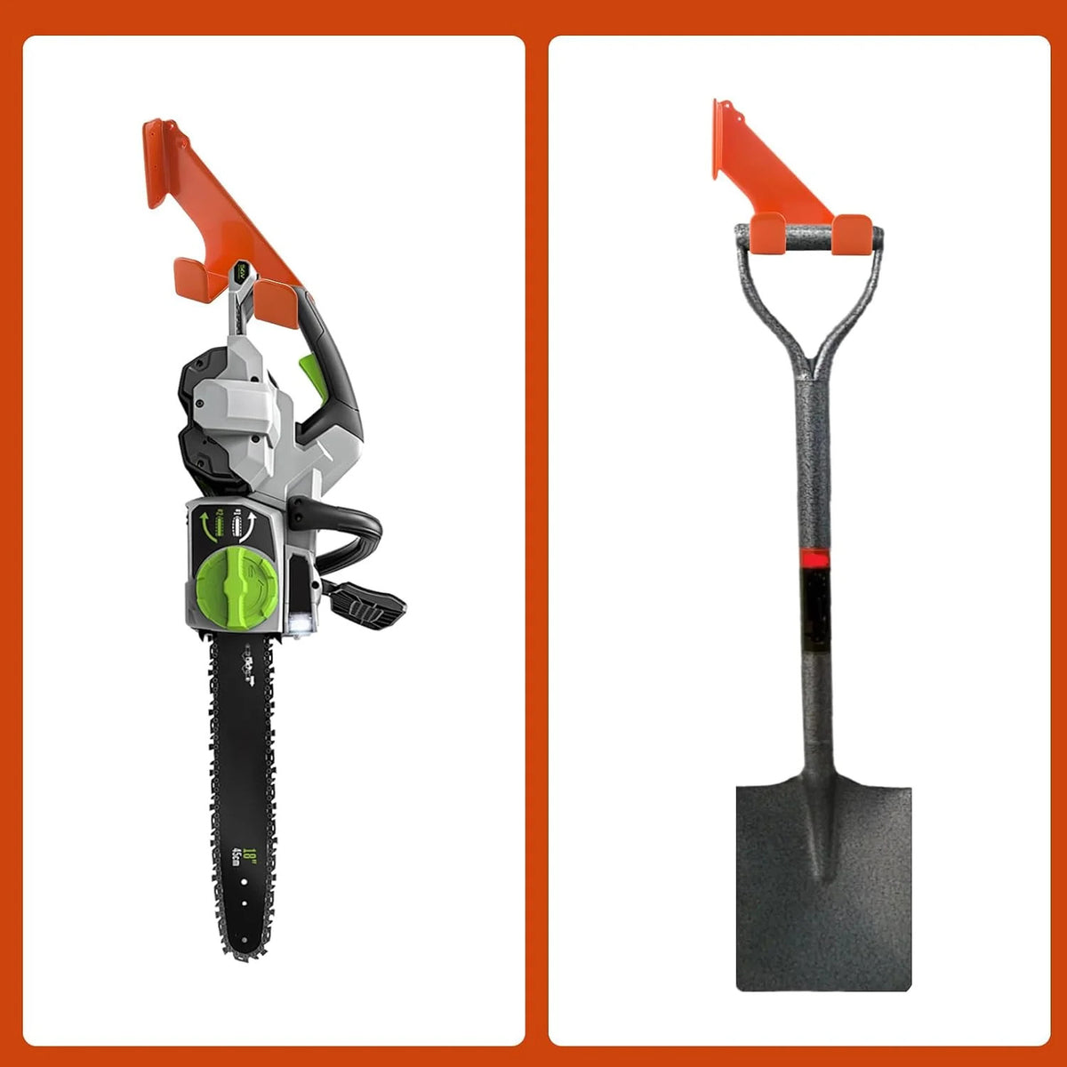 Heavy Duty Wall Mount Chainsaw Organizer Rack for Garage Workshop - 2 Pack