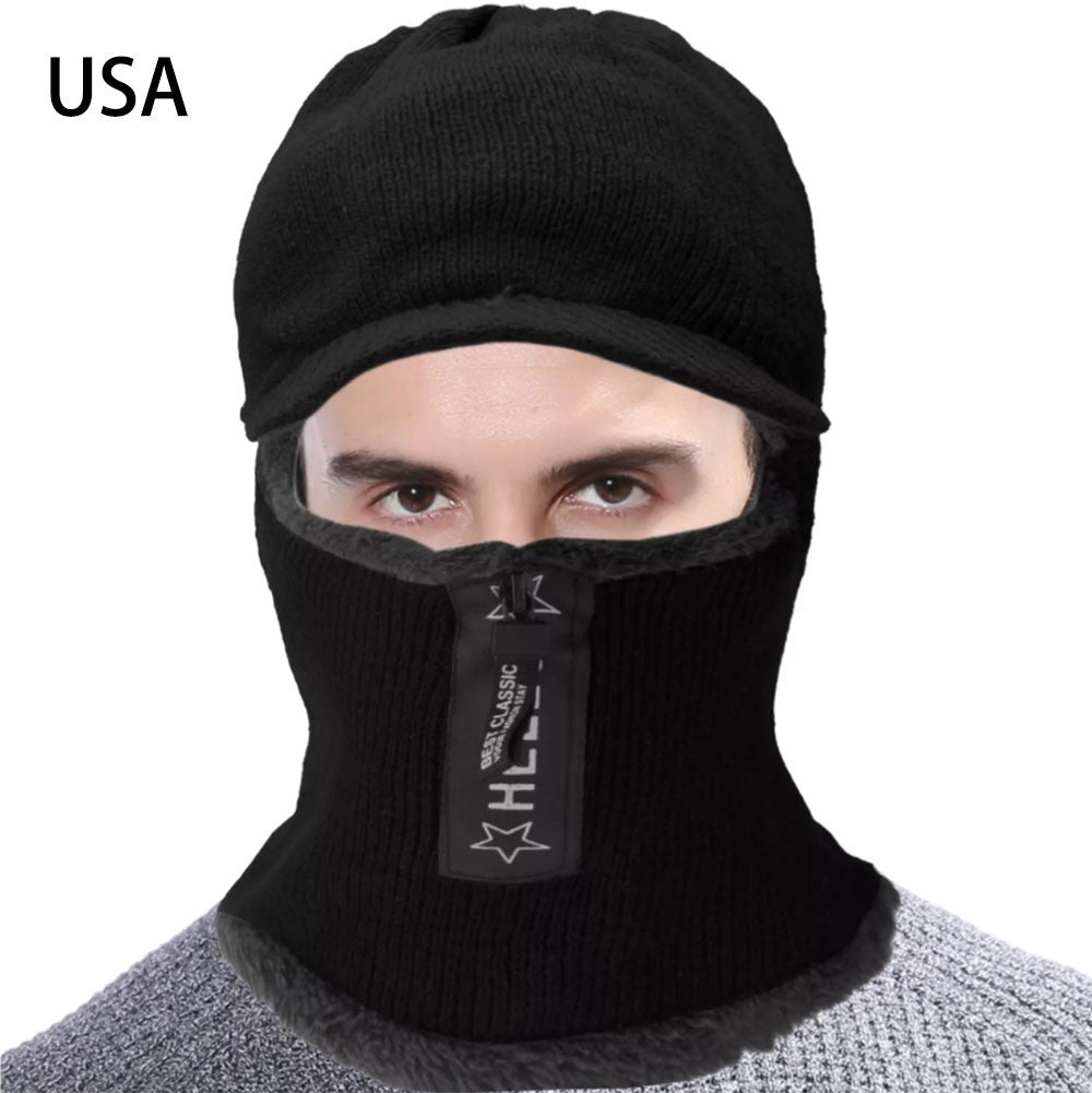 Winter Full Face Ski Mask Balaclava Windproof Fleece Neck Warmer - Black
