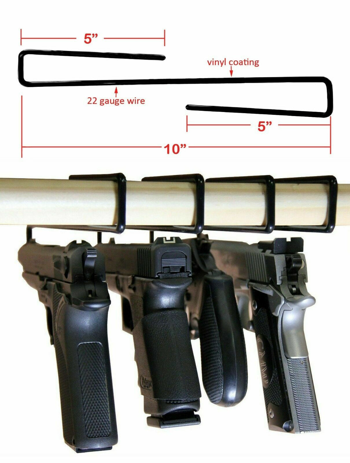 Set of 5 Gun Storage Pistol Racks Handgun Organizers Shelving Hangers