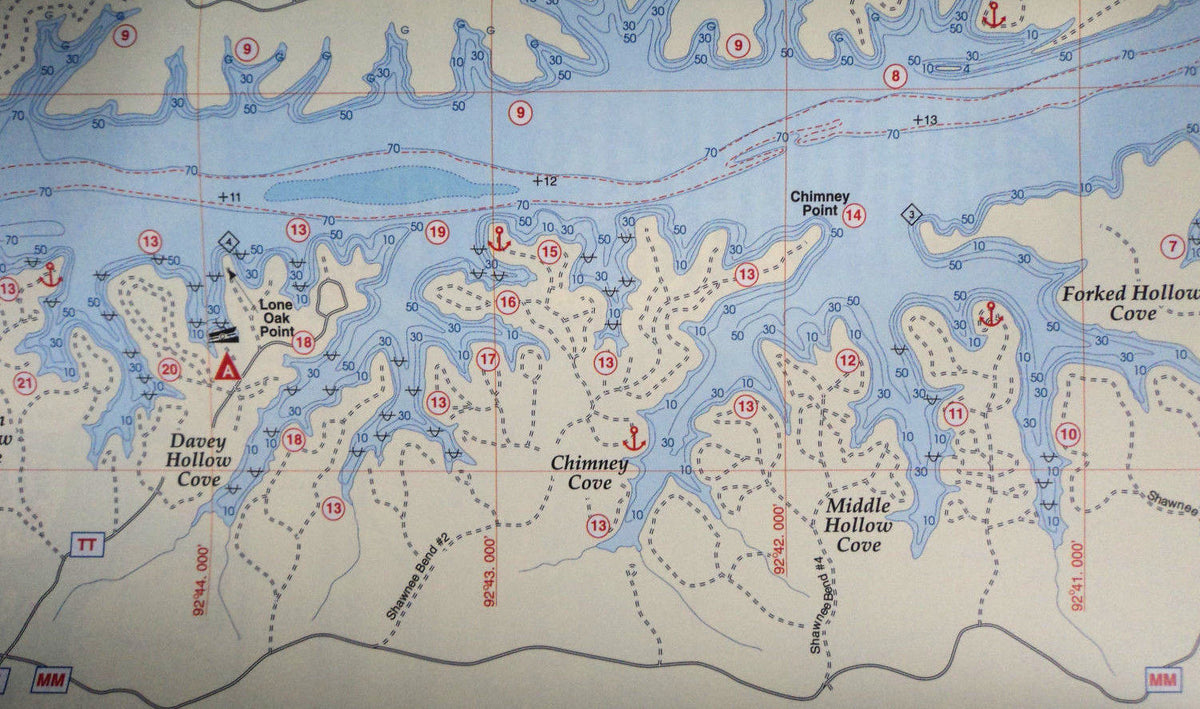 Waterproof Fishing Map Lake of the Ozarks Northeast with GPS Points